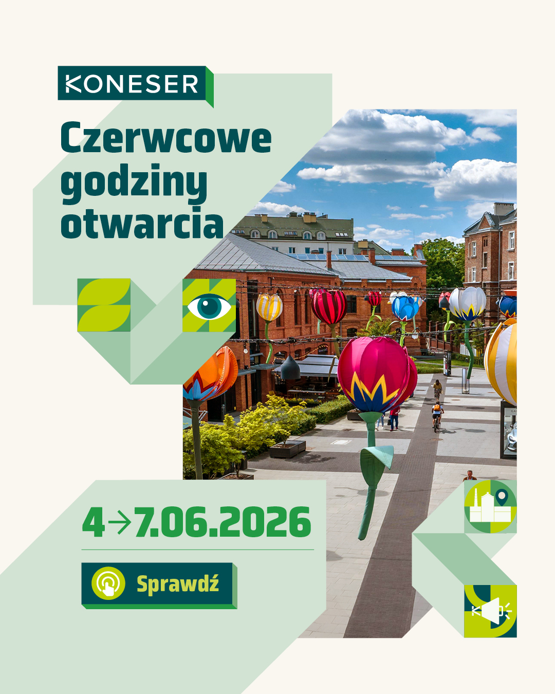 Wolny czwartek? 😎 Spędź go w Koneserze!  Nasze muzea, restauracje i siłownia będą otwarte.  Sprawdź szczegółowe godziny otwarcia i #dozobaczenia na miejscu! 👋  Link znajdziesz w naszym Bio.